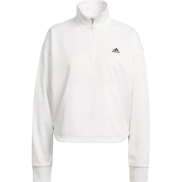 Adidas Plus 2X Crop Training White Pullover  Zip Track Cozy Sweater Fleece - Picture 1 of 11